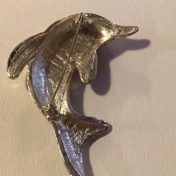 Dolphin Brooch Silver and Gold Tone - costume Jewelry - Picture 5 of 6